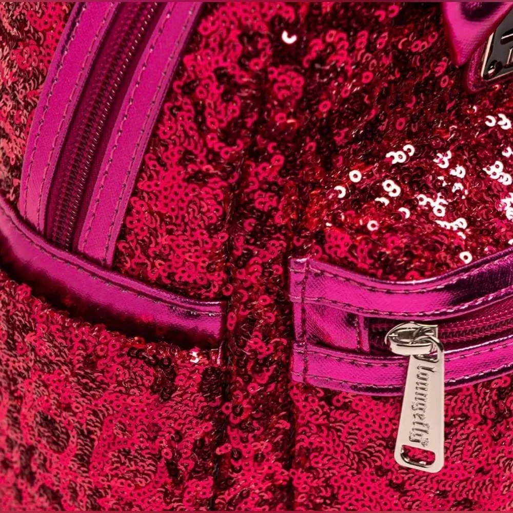 NWOT Loungefly Disney Adorable Sequined Magenta Pink Minnie Mouse Mini Backpack - Picture 7 of 16